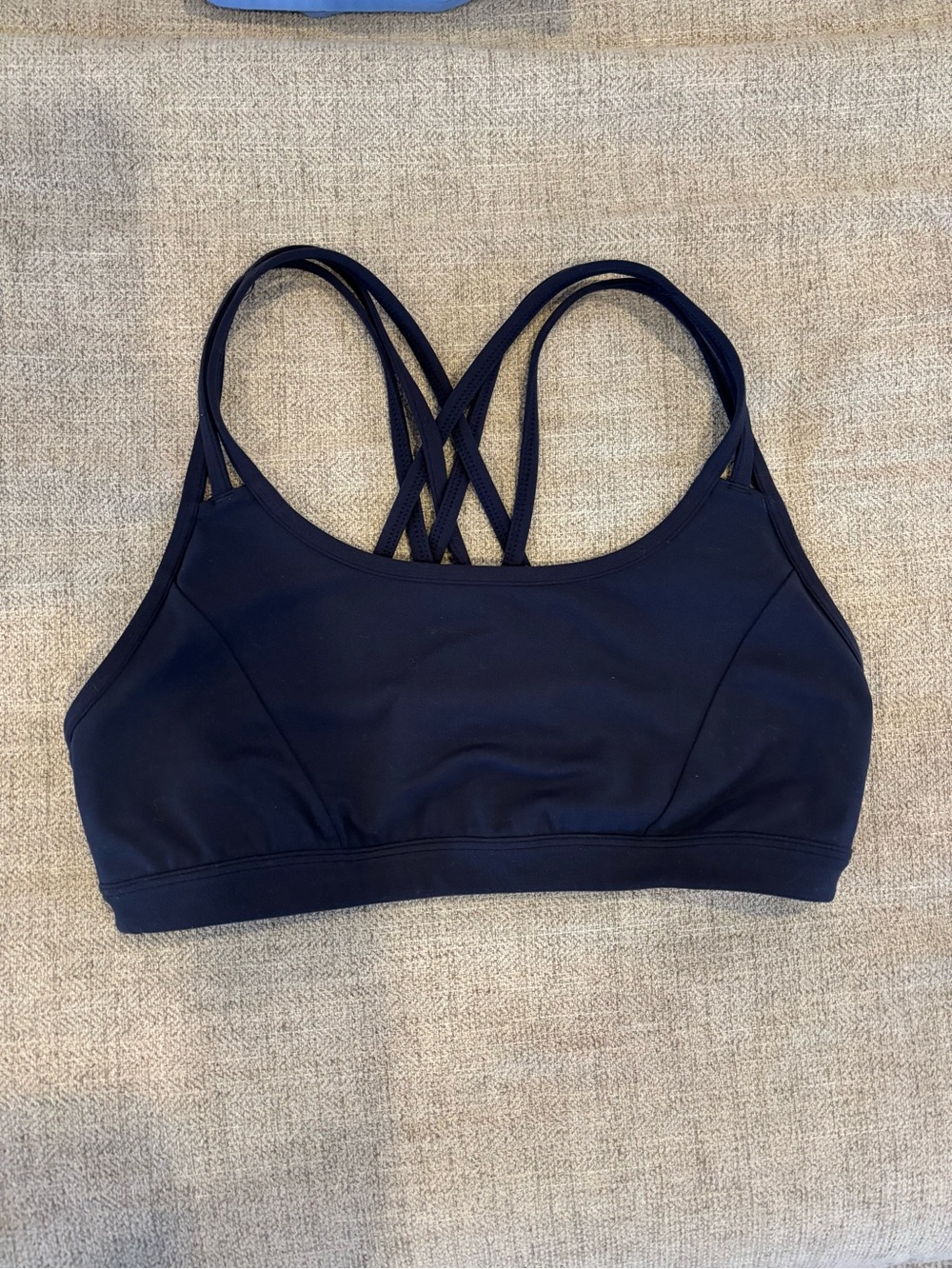 Navy Blue Athleta Strappy Crop Sports Bra